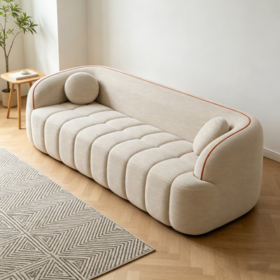 Canapé en velours côtelé de 99,2 po de style moderne à 3 places sans assemblage requis, canapé capitonné à bulles avec 2 coussins, siège profond confortable pour le salon
