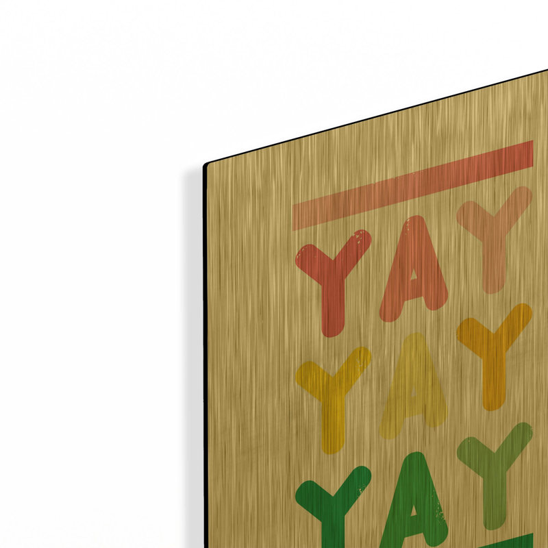 «Yay» par Ann Kelle, art mural en métal doré, 12 po x 16 po, 12 po x 16 po