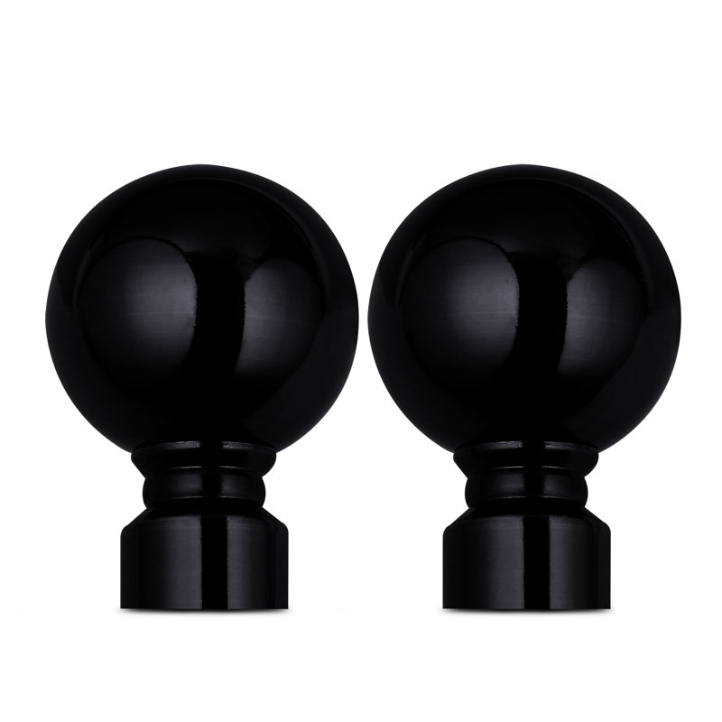 Heavy-Duty Adjustable Curtain Pole with Finials, 120-210cm, Matte Black