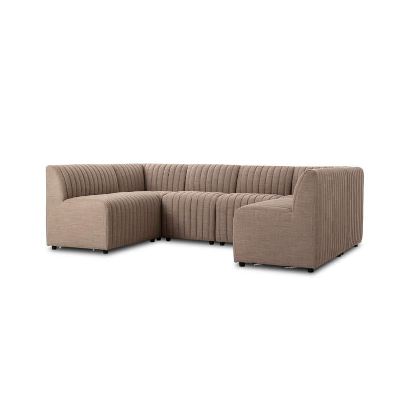 Grayson 106" Wide Symmetrical Modular Corner Sectional, Crypton Nomad Taupe Polyester, 31.5" H X 106" W x 66.5" D