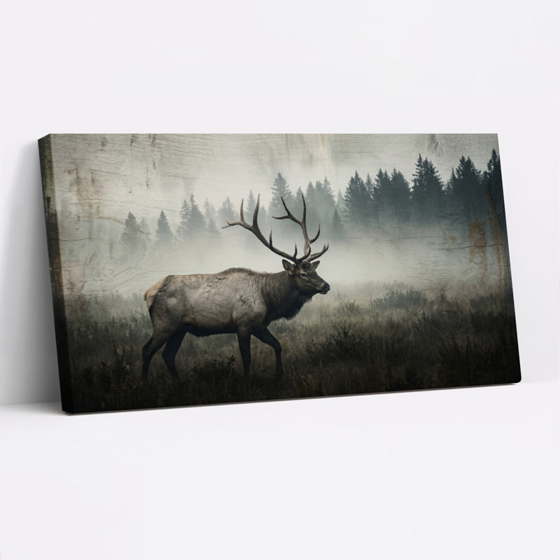 Ensemble de 1 tableau sur toile Forêt brumeuse, 40“W x 20”H, Toile tendue