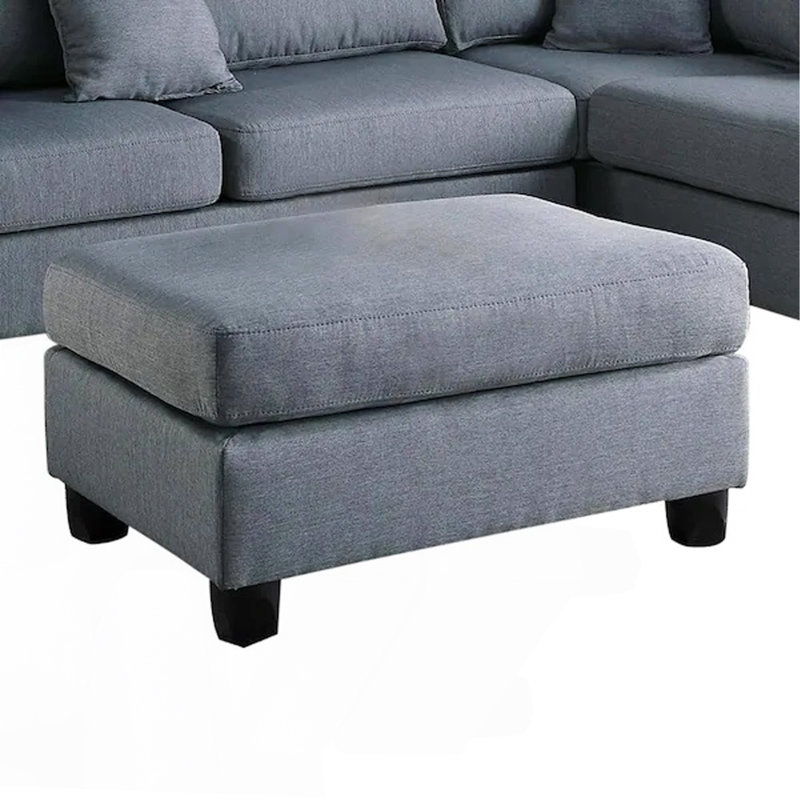3 pièces Canapé modulaire réversible pour canapé de salon et repose-pieds en polyfibre, Gris