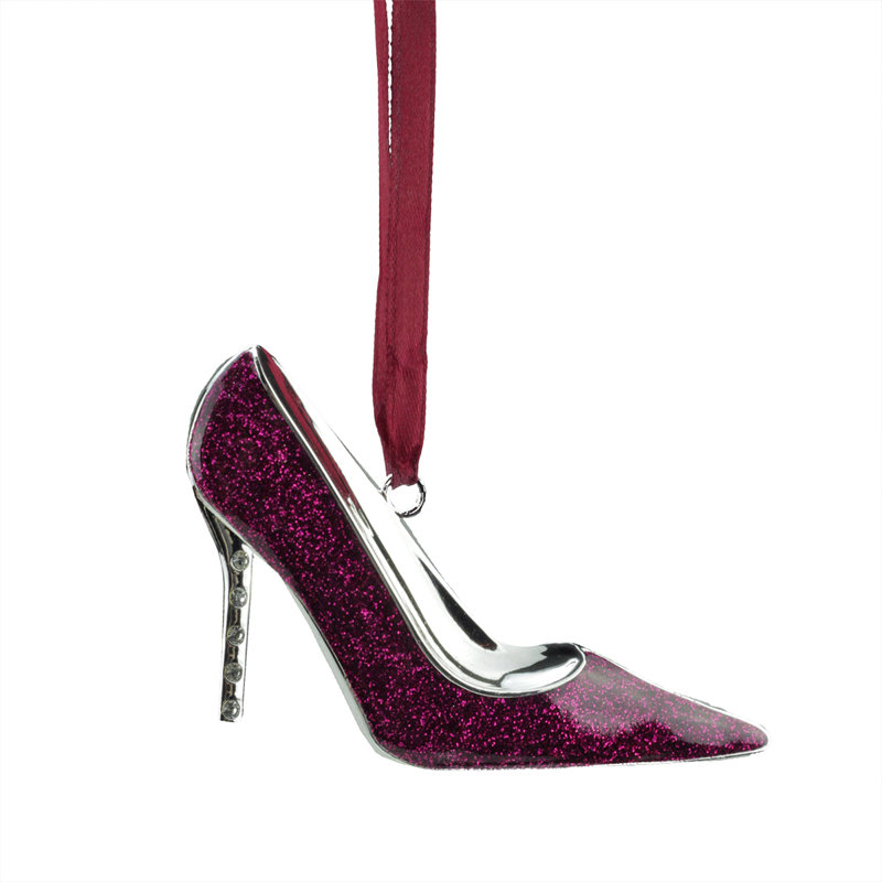 Ornement de Noël 4 "Stiletto Pink Glitter