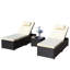3 meubles de patio: chaises longues, chaises inclinables, coussinées avec éponge, table basse en verre. Dossier et pieds réglables. Pour l'extérieur. Beige Eau. Assemblage requis: