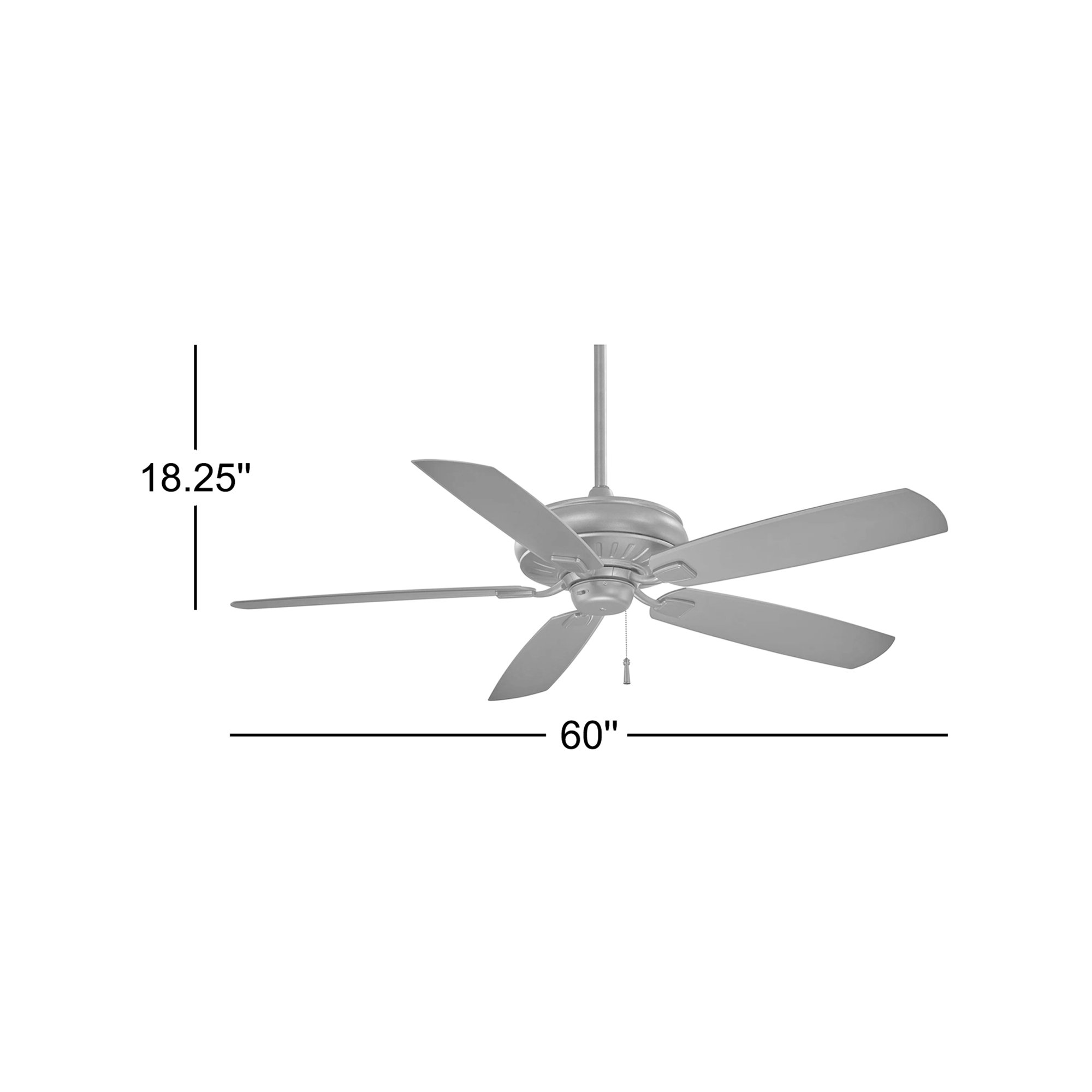 60" Sunseeker 5 - Blade Outdoor Standard Ceiling Fan with Pull Chain, Smoked Iron