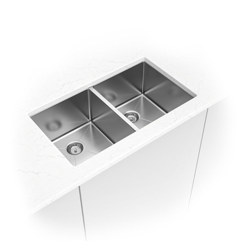Évier de cuisine à double cuve encastrable en acier inoxydable calibre 16 50 po x 50 po 50 po x 50 po SleekSteel