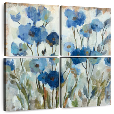 Avery floral abstrait bleu III