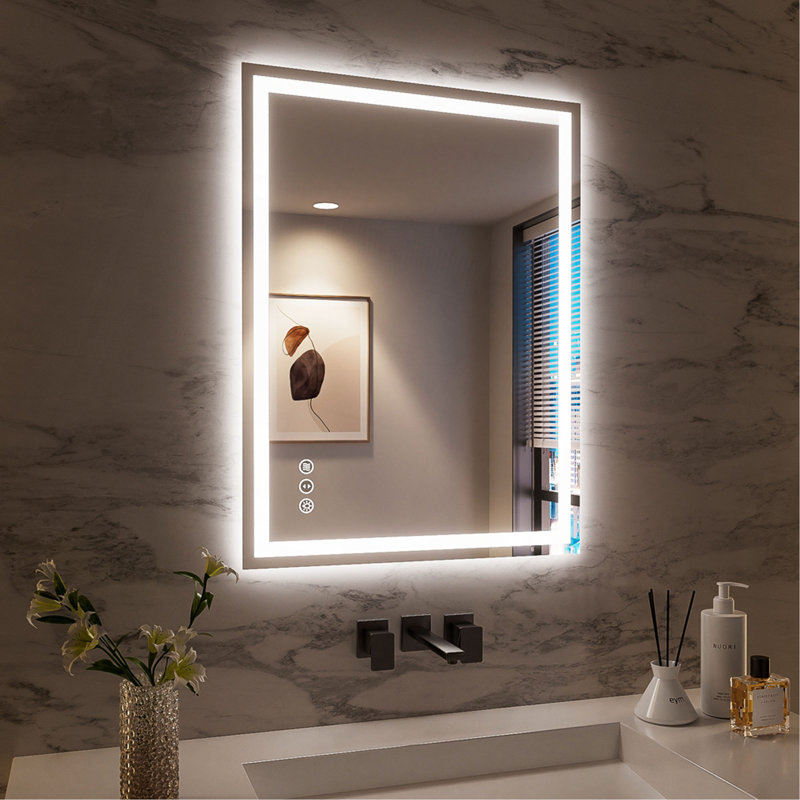 Frameless LED Bathroom Mirror,Smart Mirror, 24" x 32"