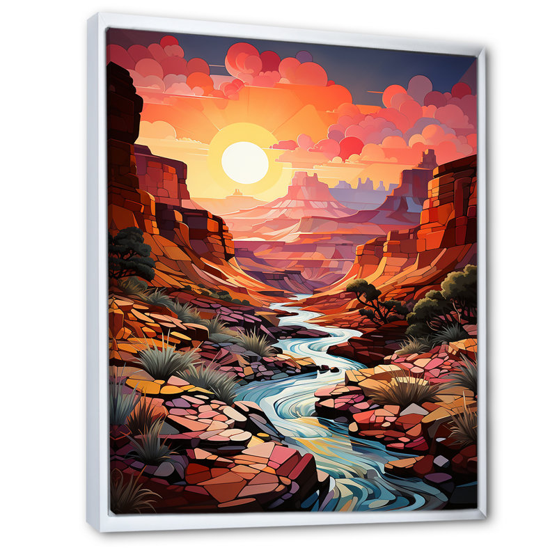 Canyon Canyon Sunrise Landscape, impression sur toile, Cadre flottant blanc, H 20 po x l 12 po x P 1 po