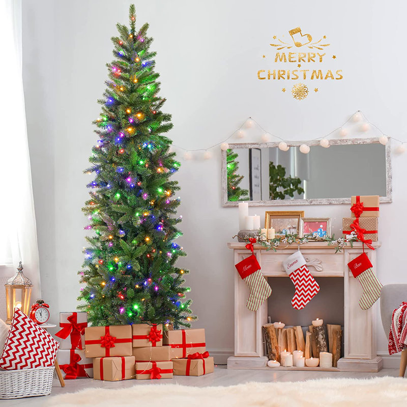 Lighted Artificial Fir Christmas Tree, 225cm H
