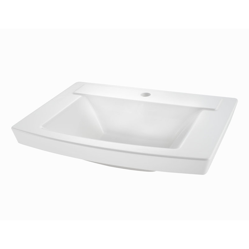 Lavabo de salle de bain console rectangulaire en céramique avec trop-plein Townsend, Blanc