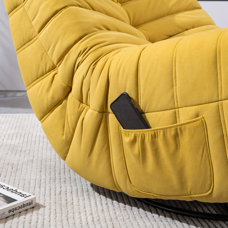 Fauteuil inclinable Kaylina, Velours jaune