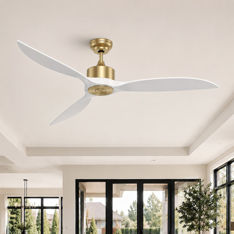 65" High-Airflow Up to 7500CFM Solid Wood Large Ceiling Fan Remote Control No Light, 6-Speed, Reversible Airflow Silent DC Motor, 3CCT Dimmable