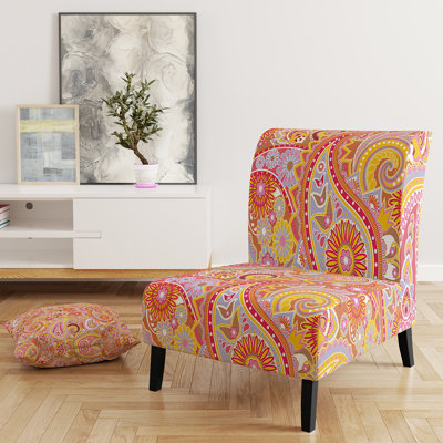 Motif inspiré des éléments traditionnels asiatiques - Fauteuil de chambre rembourré en velours Mid-Century