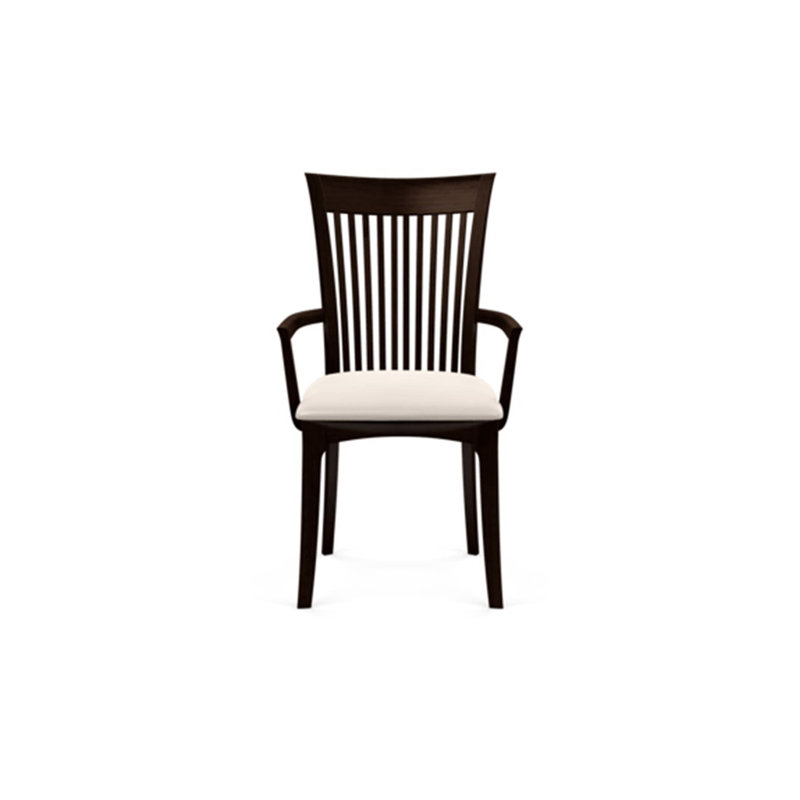 Chaise rembourrée en cuir avec dossier à lattes Sarah, Cerise fumée, Cuir blanc