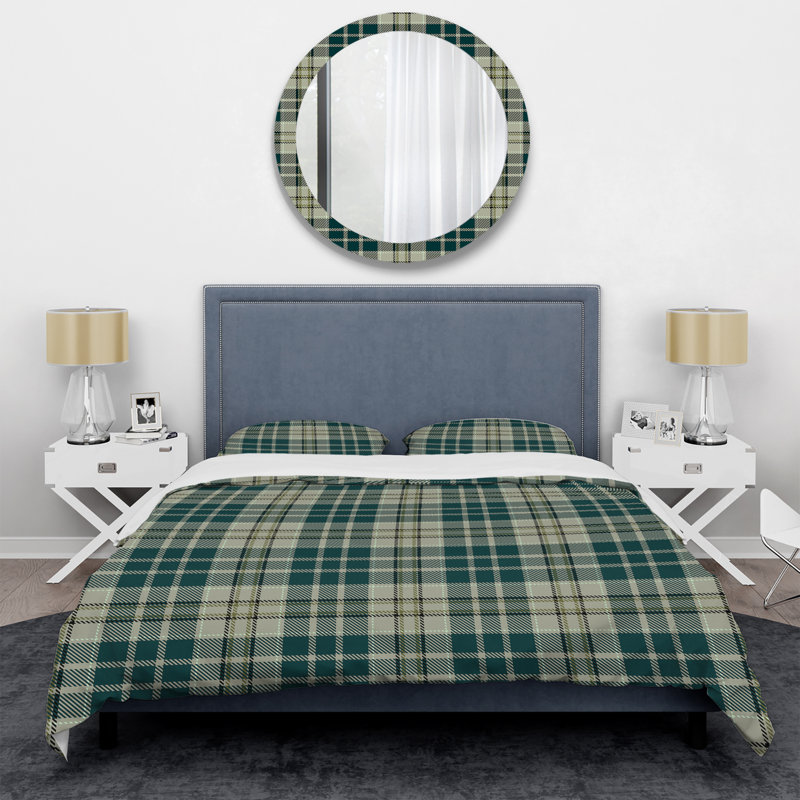Ensemble de housse de couette 3 pièces - Microfibre vert tartan à carreaux verts