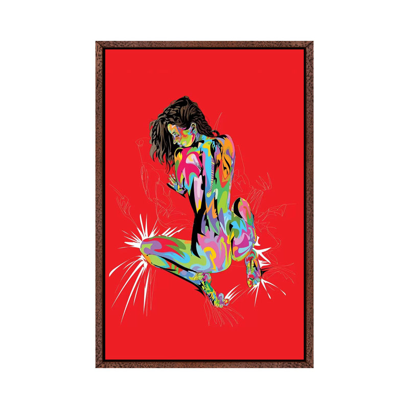 Booty On The Sheets - Print on Canvas, 152.4cm H x 101.6cm W x 3.81cm D, Classic Brown Wood Floater Framed