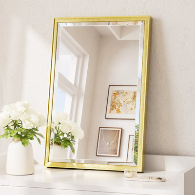 Rectangle Beveled Bathroom Vanity Mirror with Aluminum Frame Accent Mirror Tempered Glass Decorative Mirror