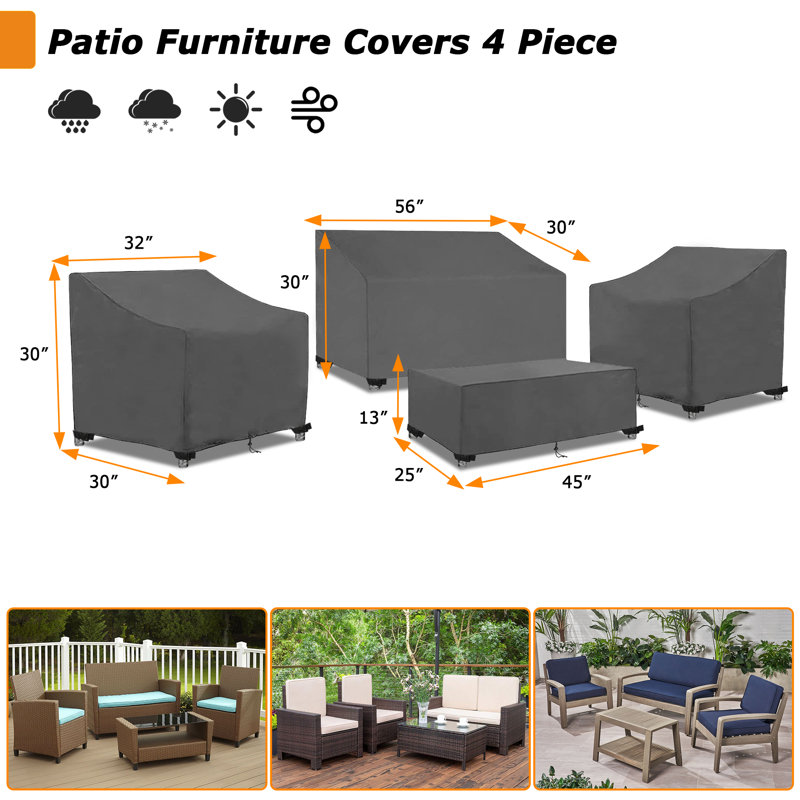 Waterproof Patio Conversation Set Cover, Gray, 31" H x 55" W x 30" D
