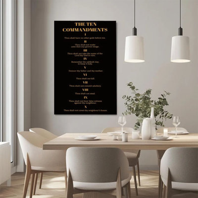 1Pc Framed Canvas Poster Print Ten Commandments, Bible verses, religious art style Wall Art Wall Pediments, Wall Decor, Perfect for Room Decor Living
