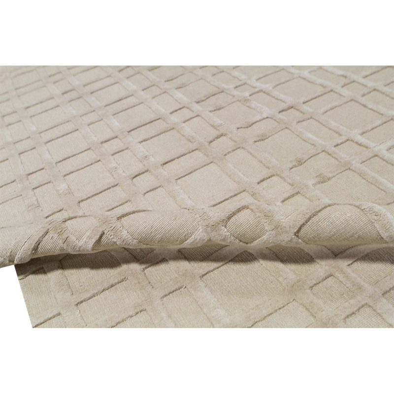 Linen Plaid Area Rug in Beige