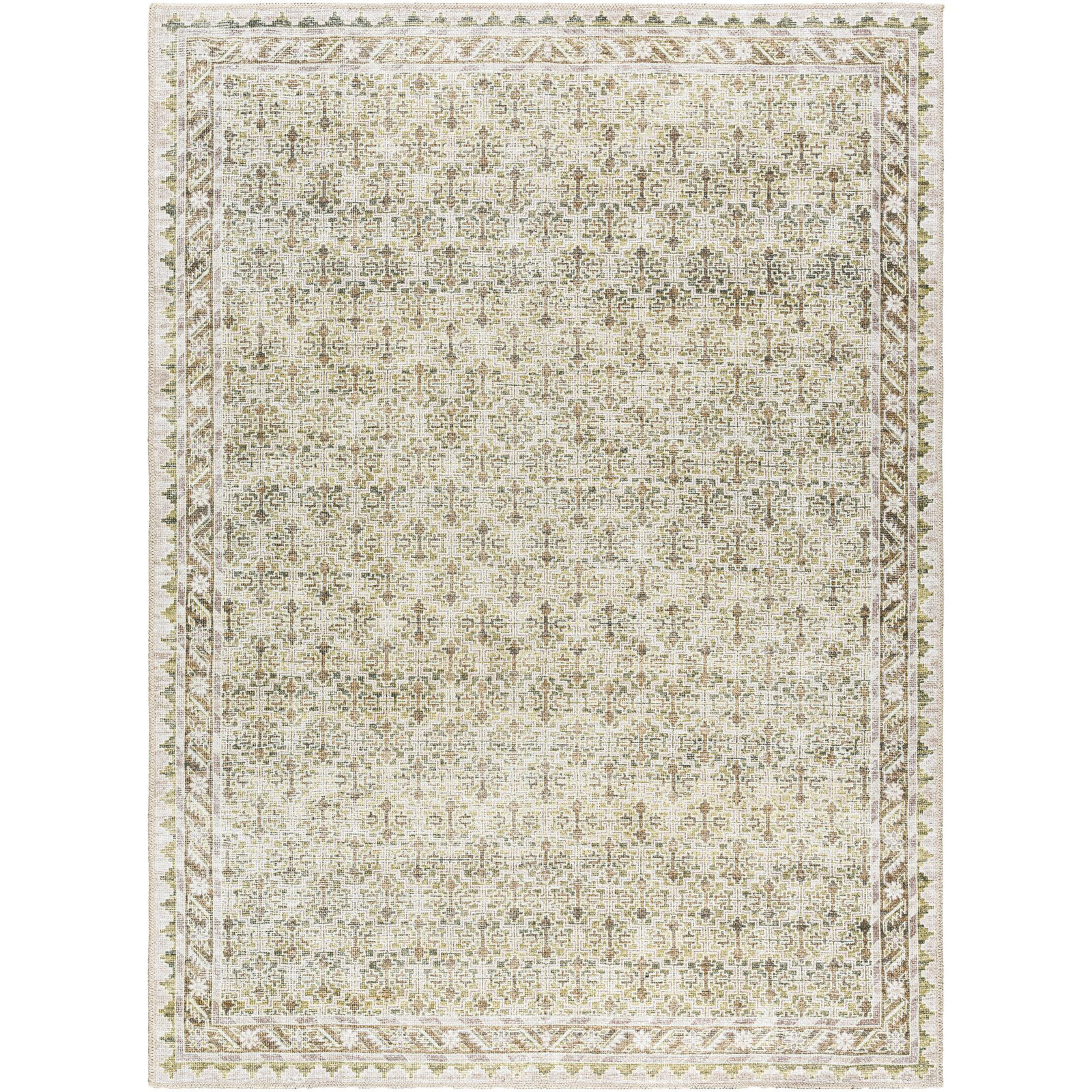 Our PNW Home x Livabliss Rainier Machine Washable Cream Traditional Area Rug, Runner 2'7" x 7'10"