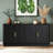 High-End Black Modern Arched Sideboard, Solid Wood, Large Capacity Design, Suitable For Both Living Room, Entryway, And Hallway Decoration And Storage.