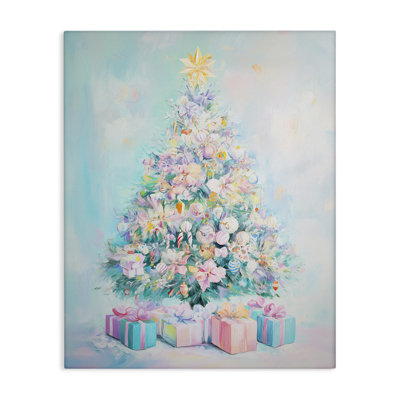 Arbre de Noël pastel sur toile bleue, design par Arlington Prints