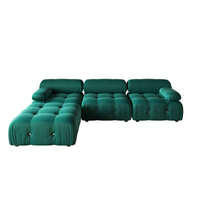 Cylar 104" Wide Velvet Reversible Modular L Shaped Sectional Sofa & Chaise with Ottoman