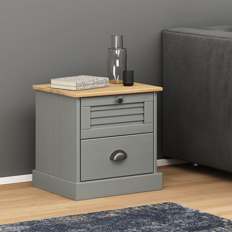 Armoire de chevet en bois de pin massif Winigo 16,5 po x 13,8 po x 16,5 po Winston Porter, Blanc