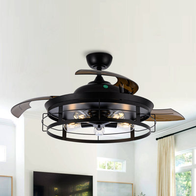 Ptolemy 52" 3 - Blade Retractable Blades Ceiling Fan with Remote Control
