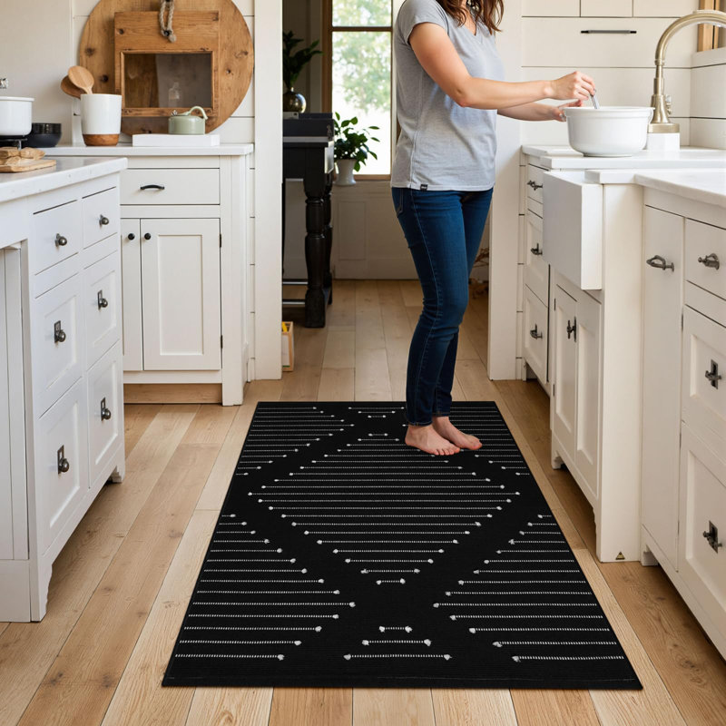 Tapis d'entrée noir 2,4 pi x 3,7 pi, tapis marocain Boho