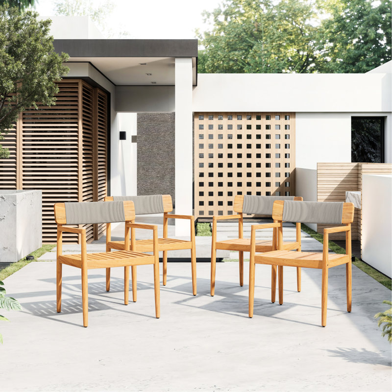 4 chaises de patio en bois d'apparence grise pour l'extérieur, Gris