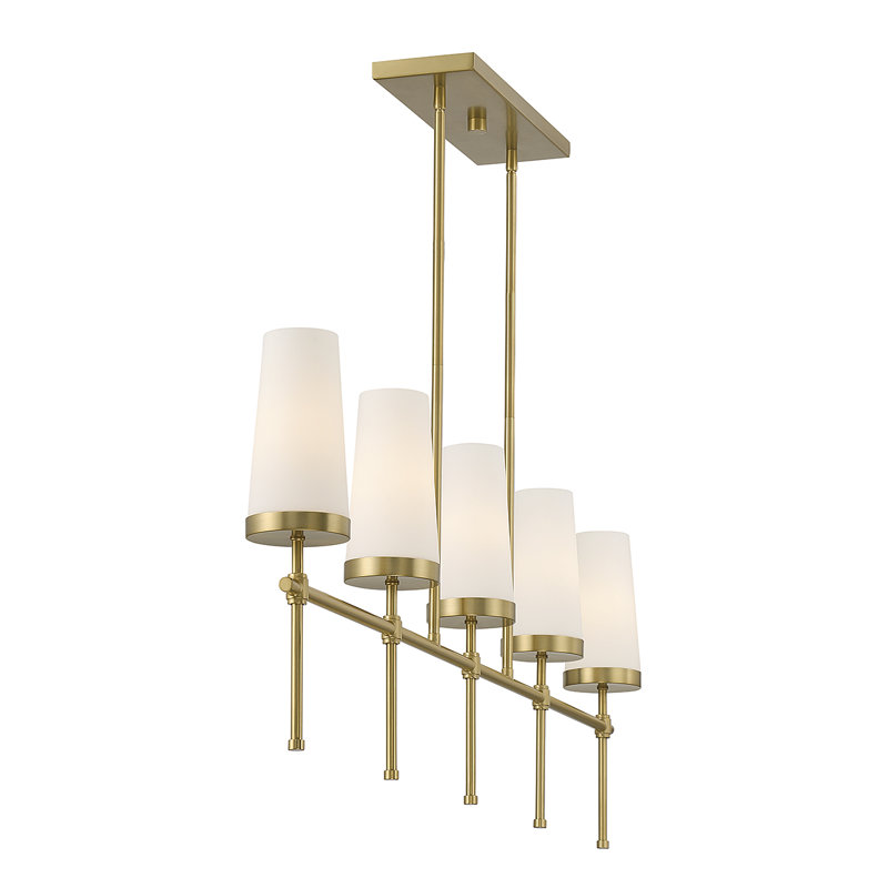 Luminaire suspendu linéaire à 5 lumières pour îlot de cuisine Doloris, Brun