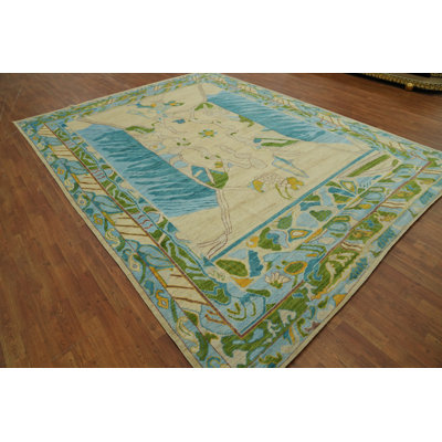 Tapis turc transitionnel en laine Oushak 9x12