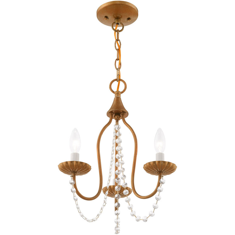 Lustre 3 lumières Katron, Feuille d'or antique