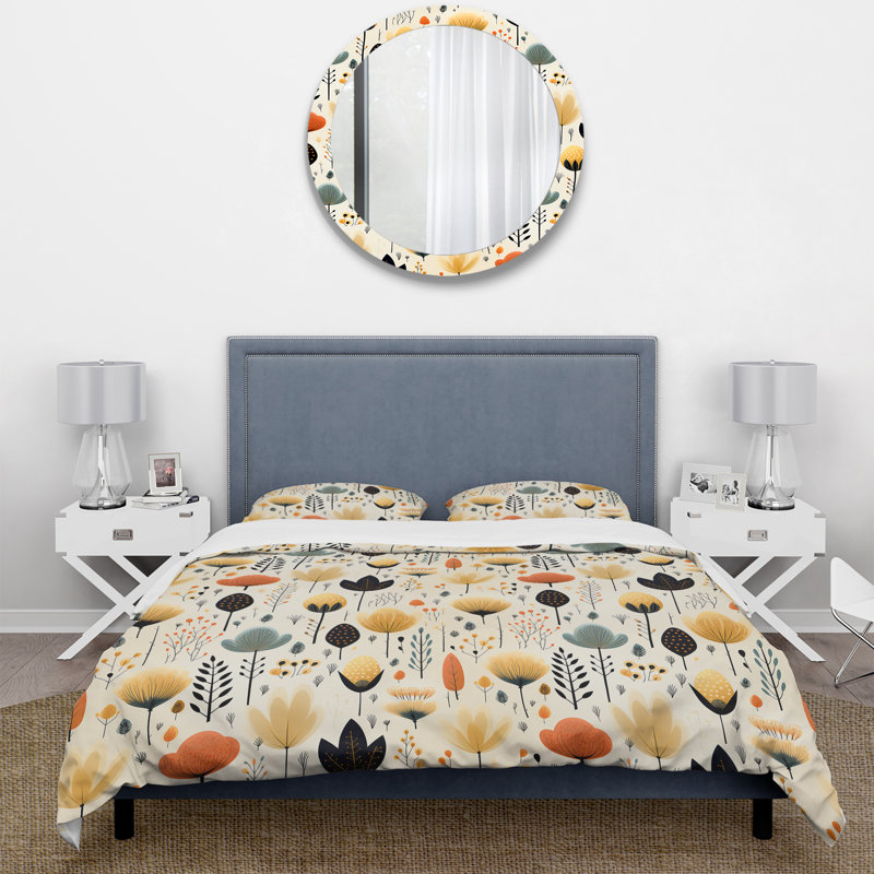 Ensemble de housse de couette à motif floral Nordic Simplicity, Housse de couette pour grand lit et 2 taies décor