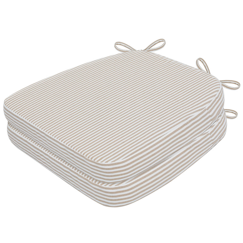 Coussin de chaise de salle à manger en forme de D 17 po x 16 po x 2 po, 2, Taupe à fines rayures