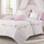 Ensemble de literie rose pour lit queen-size, couette en microfibre avec détails de nœuds floraux