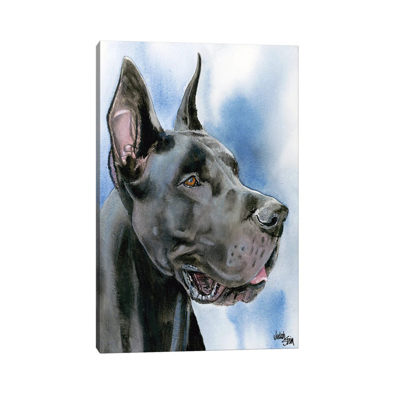 Big Danish - Black Great Dane by Judith Stein - Wrapped Canvas Painting