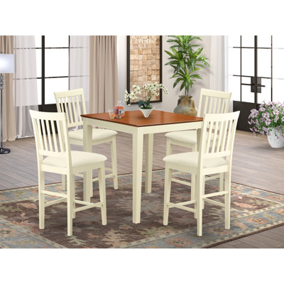 5 Piece Counter Height Solid Wood Dining Table Set