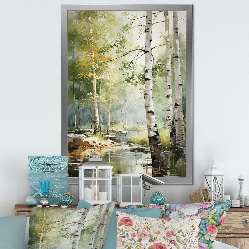 «Tranquil Shadows Green Forest III», reproduction sur toile, Cadre simple argenté, H 20 po x l 12 po x P 1 po