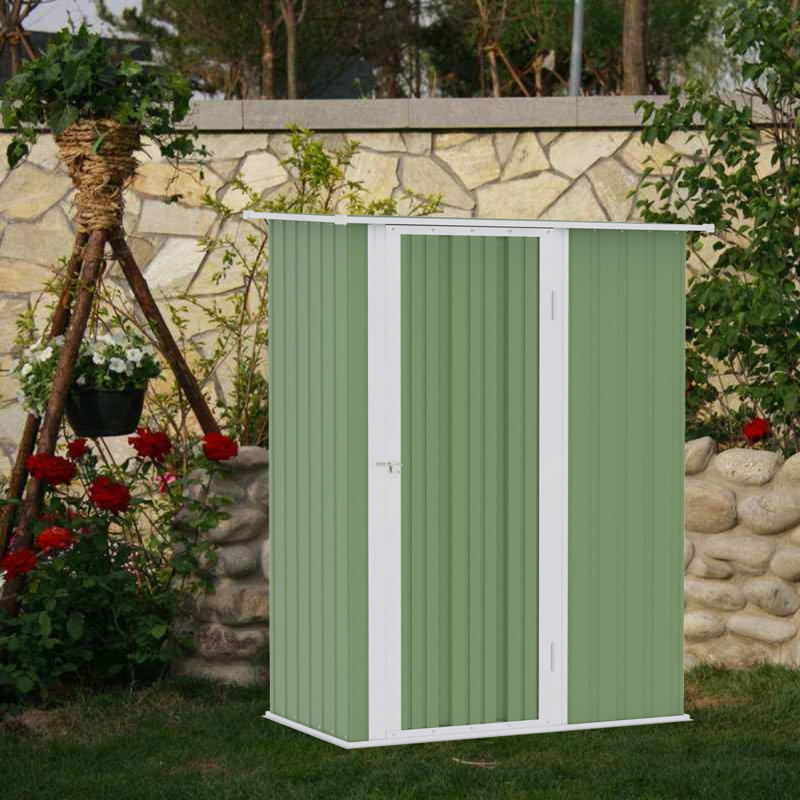 Bouzoun 12 ft. W x 7 ft. D Plastic Pent Garden Shed, Brown/Natural Wood