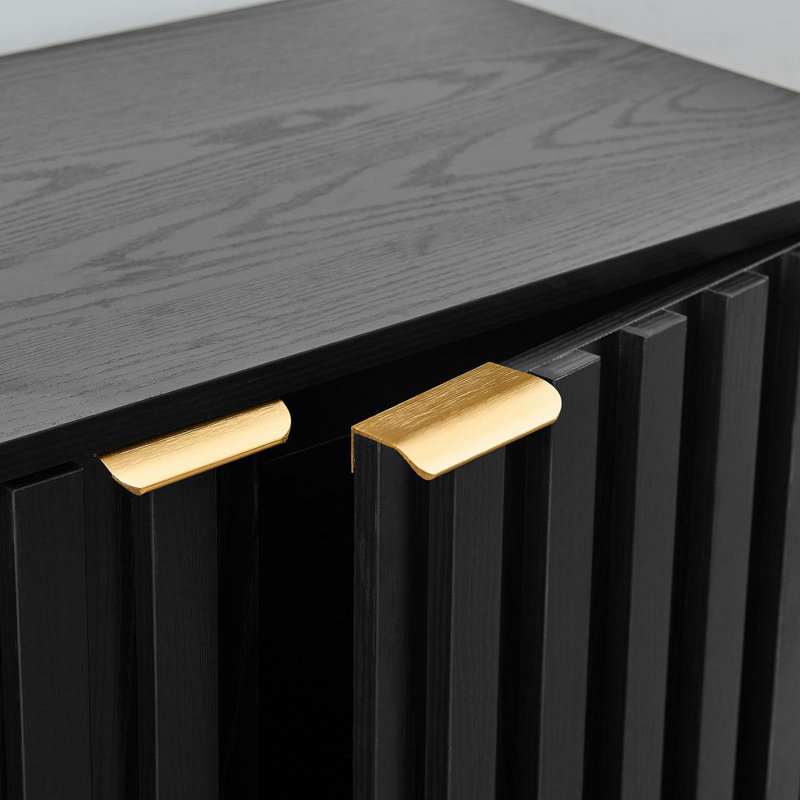 Yaco Rectangle Accent Cabinet, Black, Gold