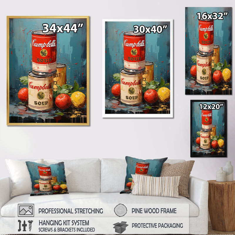 Pop Art, impression sur toile Pop Art Soup, Popart Soup Sensation, H 40 po x l 30 po x P 1,5 po, Toile tendue