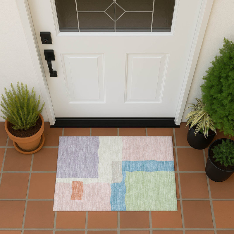 Machine Washable Indoor/Outdoor Kugler ACN2400 Abstract Rug, Rectangle 1'8" x 2'6"