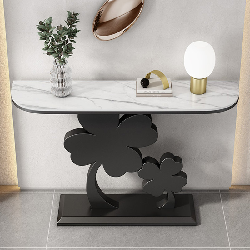 Console moderne et luxueuse, Blanc, Noir, H 31,5 po x l 55,1 po x P 11,8 po
