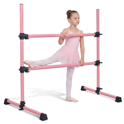 48-Inch Adjustable Ballet Barre, Freestanding, Non-Slip, Heavy Duty, Pink