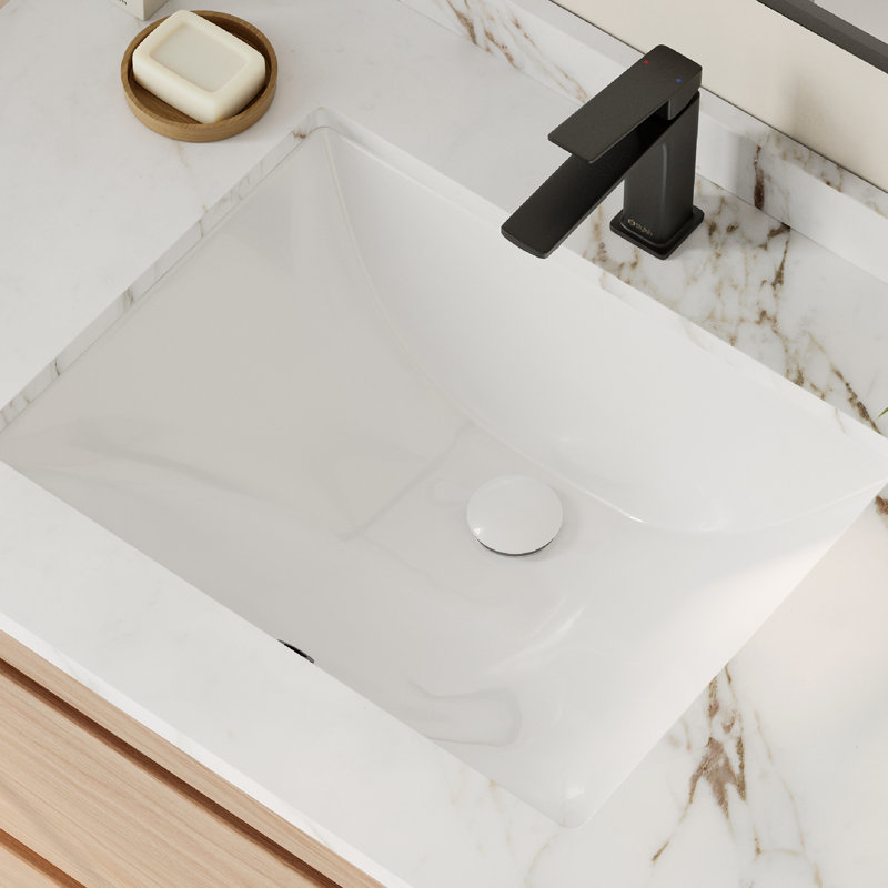 20.75" W x 15.5" D White Rectangular Undermount Bathroom Sink Set of 2