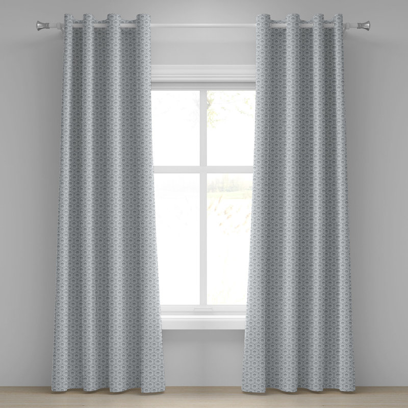 Rideau à œillets à motif géométrique à 2 panneaux East Urban Home, 50 po, gris gris beige, L 50 po x L 108 po
